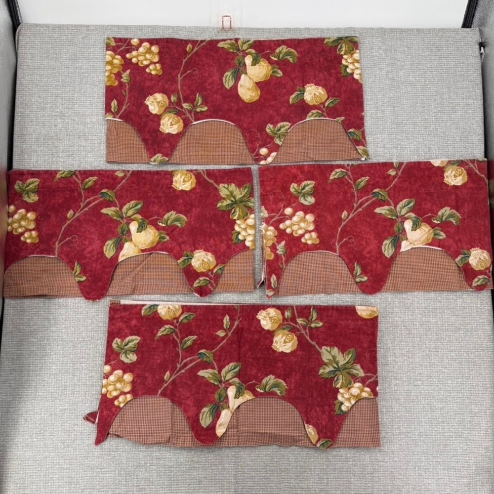 Vintage Waverly Home Classics Valance Curtains Set of 4 Red Floral Fruit Boho